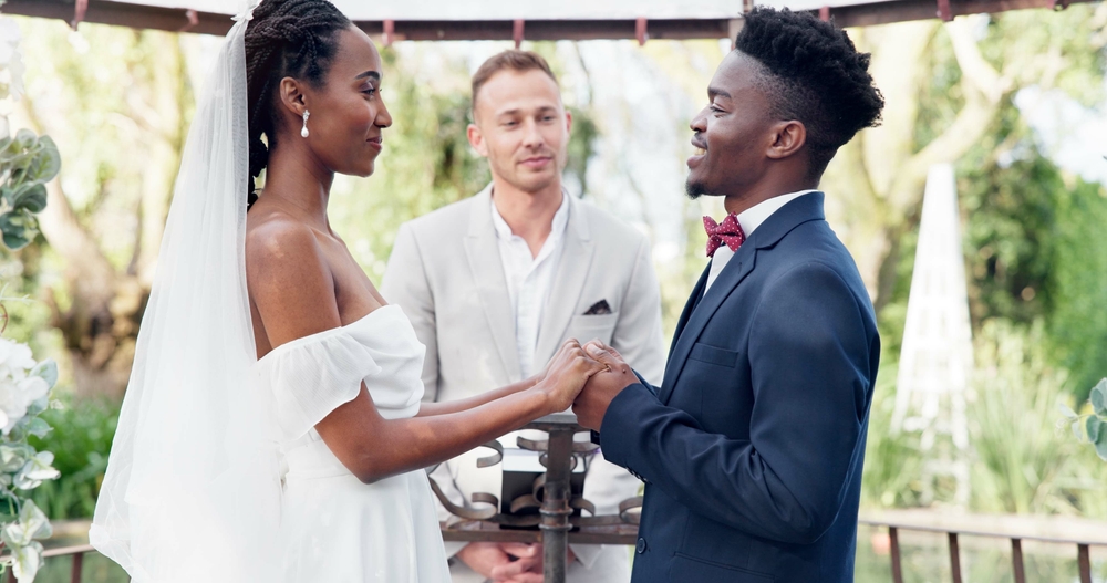 Happy,Black,Couple,,Wedding,And,Vows,In,Marriage,,Commitment,Or